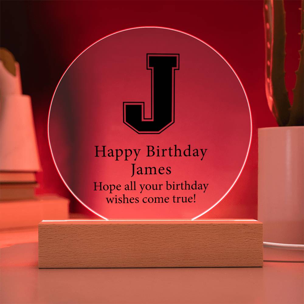 Happy Birthday James v02 - Circle Acrylic Plaque
