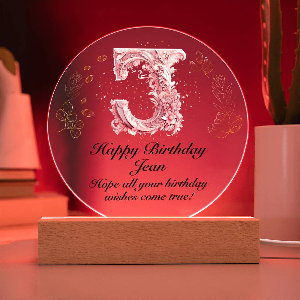 Happy Birthday Jean v01 - Circle Acrylic Plaque