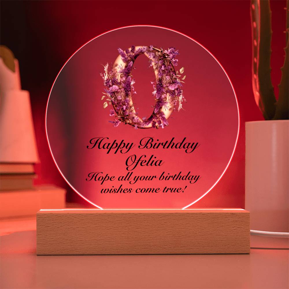 Happy Birthday Ofelia v02 - Circle Acrylic Plaque