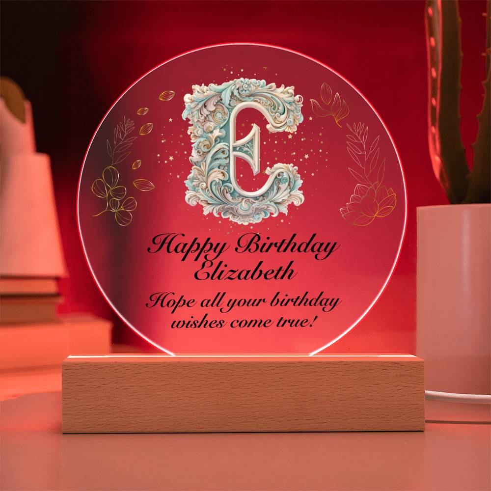 Happy Birthday Elizabeth v01 - Circle Acrylic Plaque