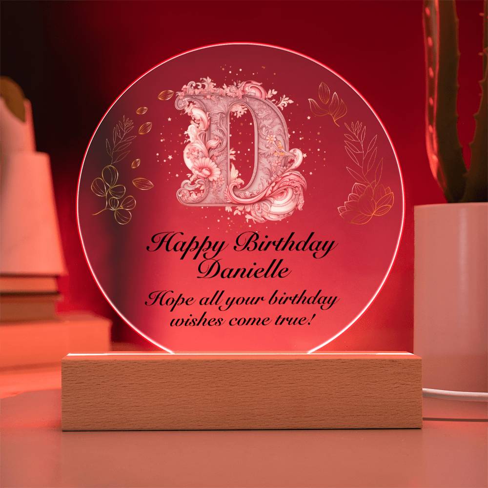 Happy Birthday Danielle v01 - Circle Acrylic Plaque