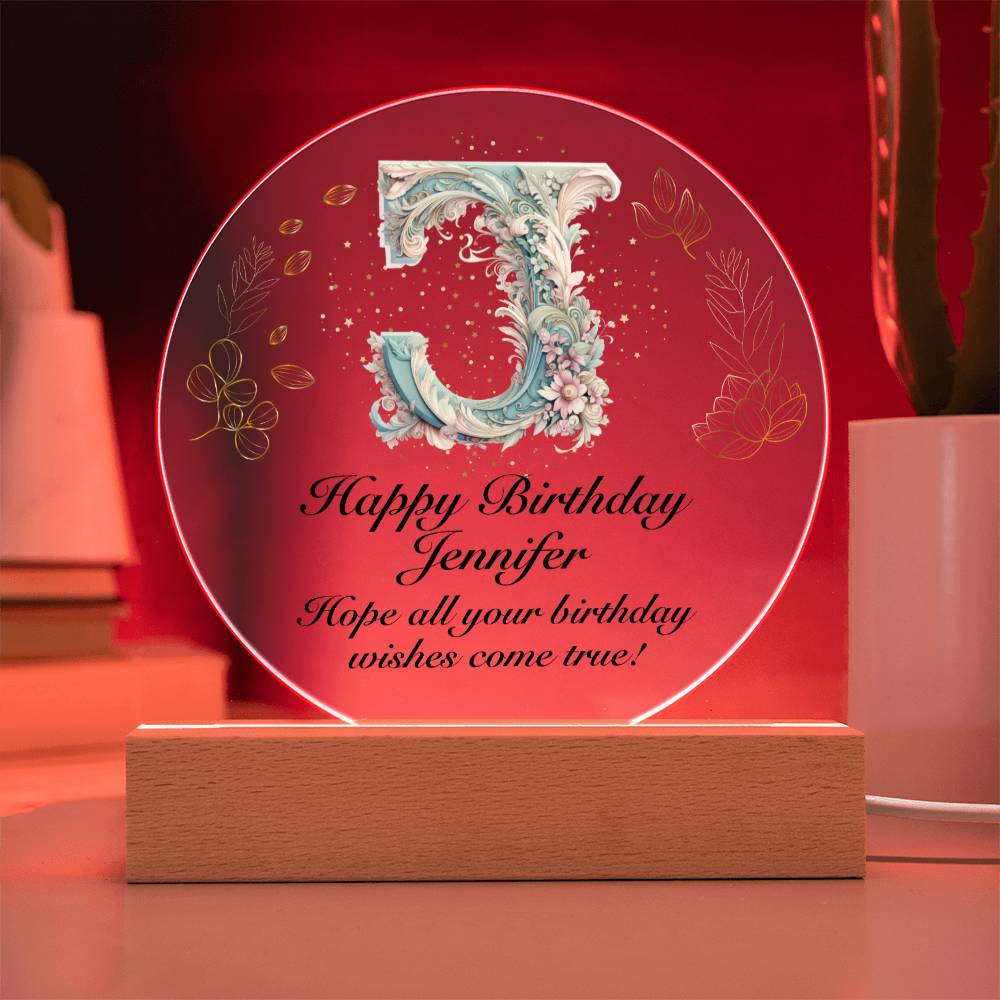 Happy Birthday Jennifer v01 - Circle Acrylic Plaque