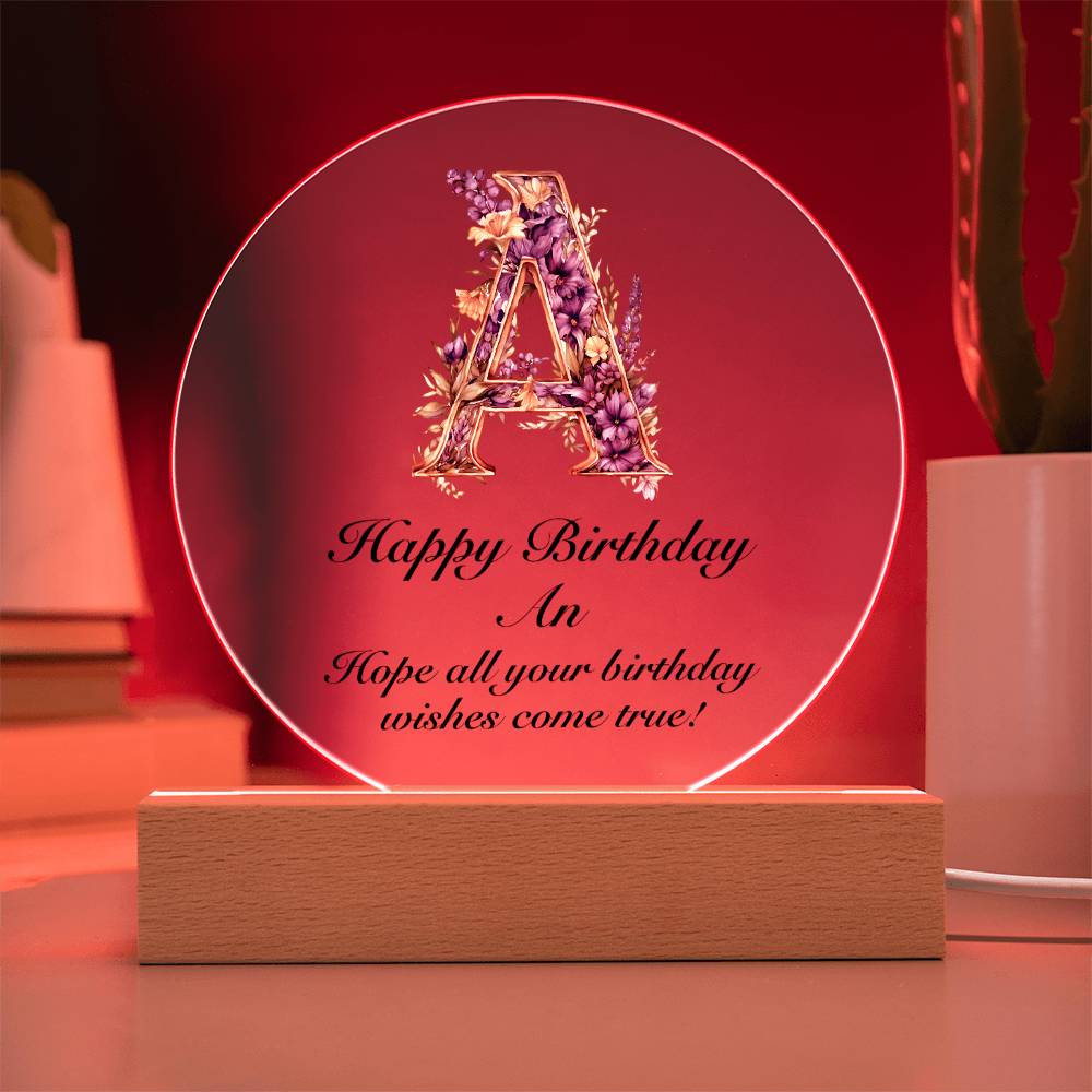 Happy Birthday An v02 - Circle Acrylic Plaque