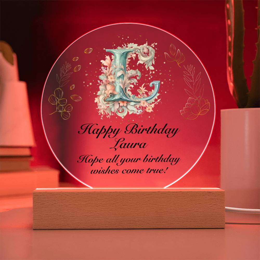 Happy Birthday Laura v01 - Circle Acrylic Plaque