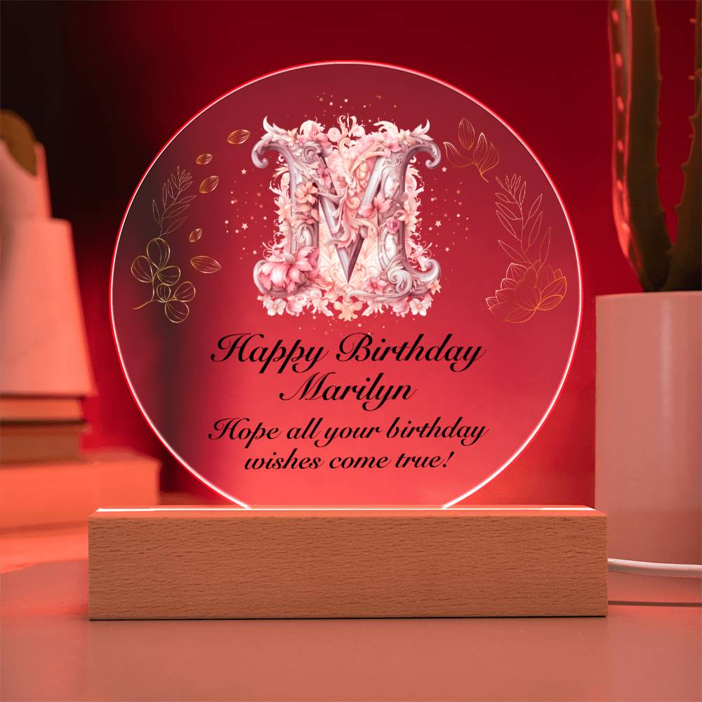 Happy Birthday Marilyn v01 - Circle Acrylic Plaque