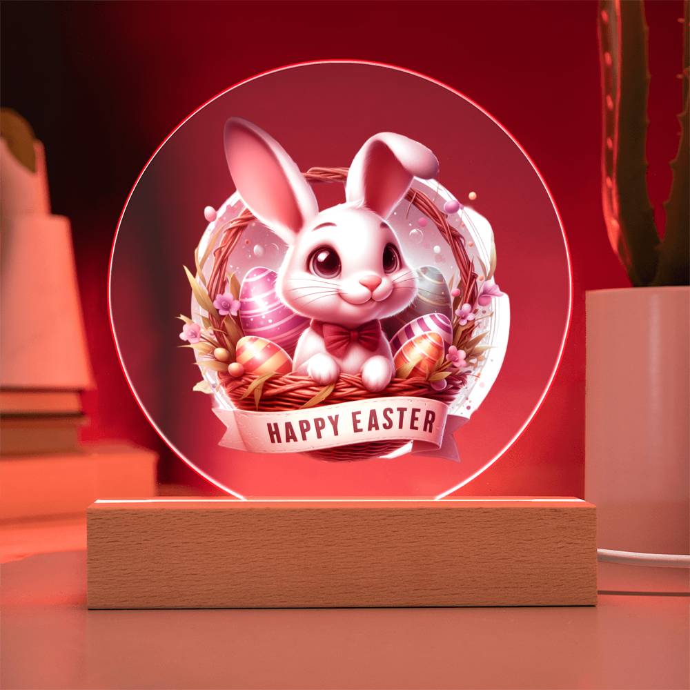 Happy Easter Bunny Sign 10 - Circle Acrylic Plaque