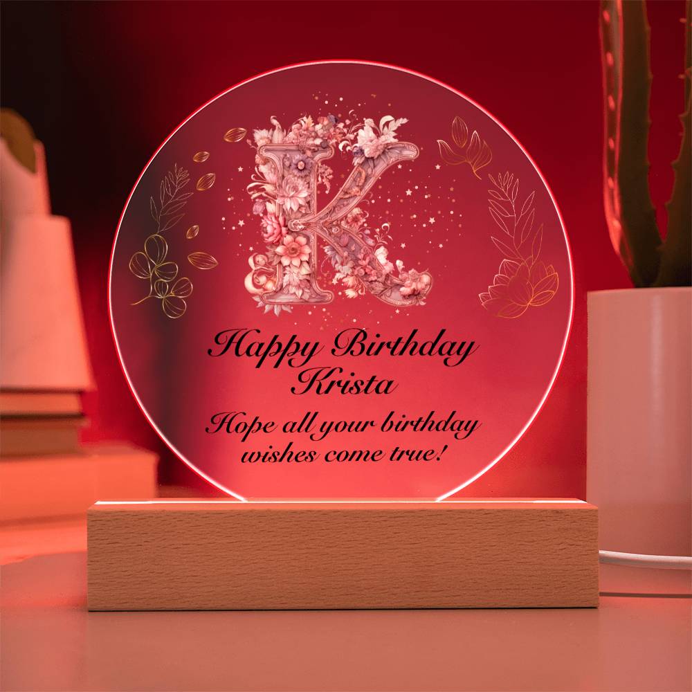 Happy Birthday Krista v01 - Circle Acrylic Plaque