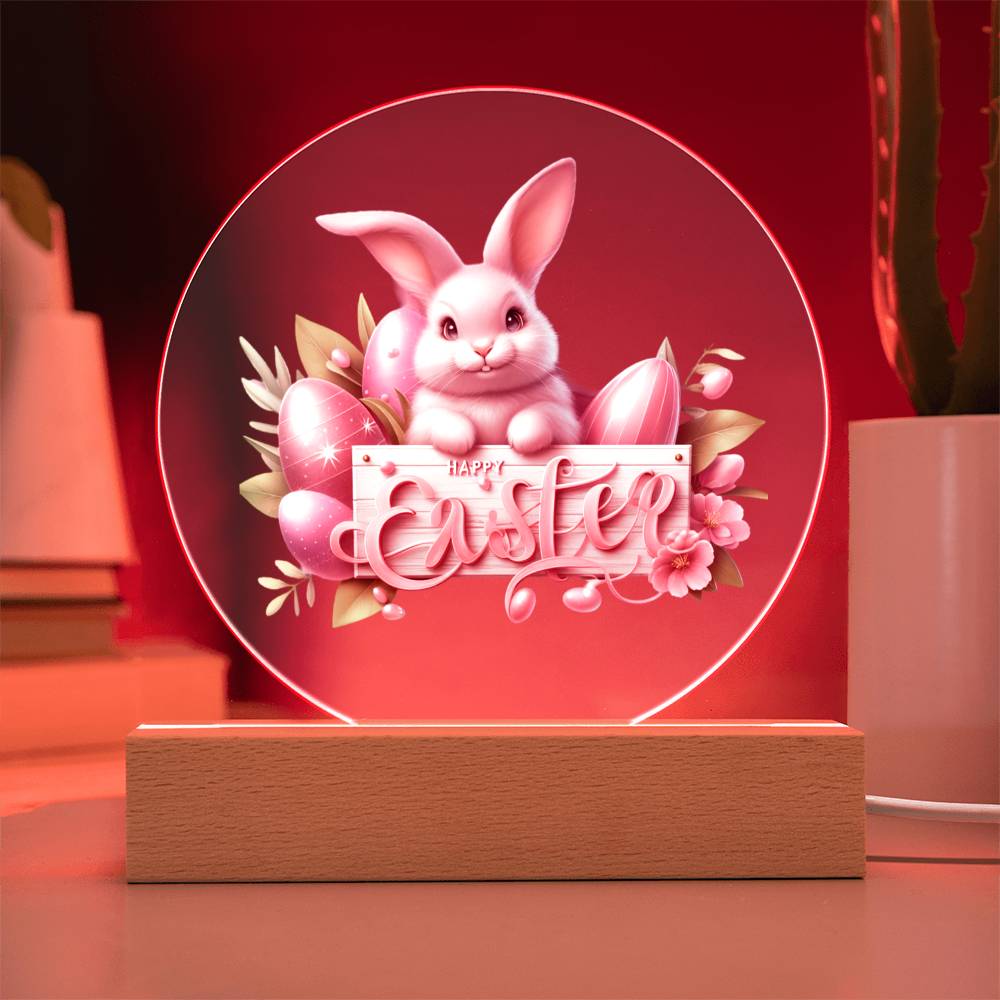 Happy Easter Bunny Sign 09 - Circle Acrylic Plaque