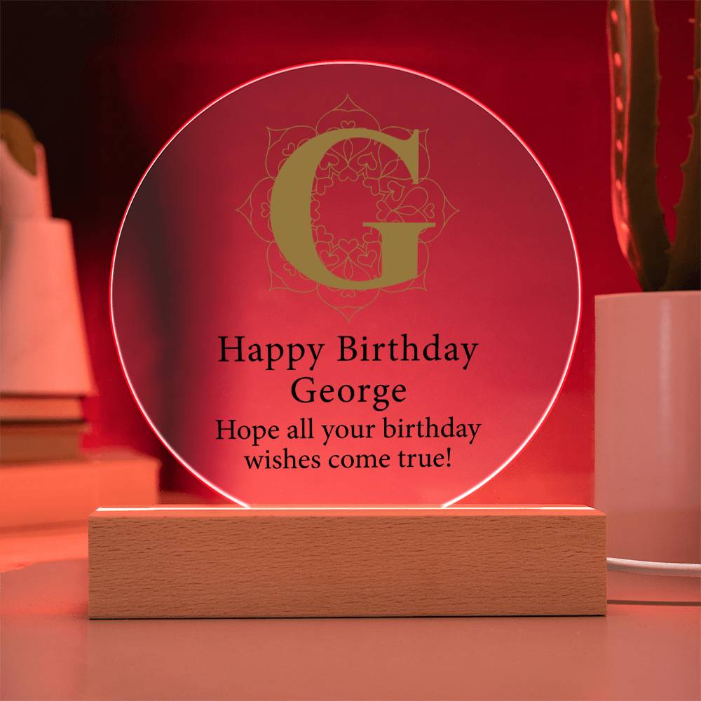 Happy Birthday George v01 - Circle Acrylic Plaque