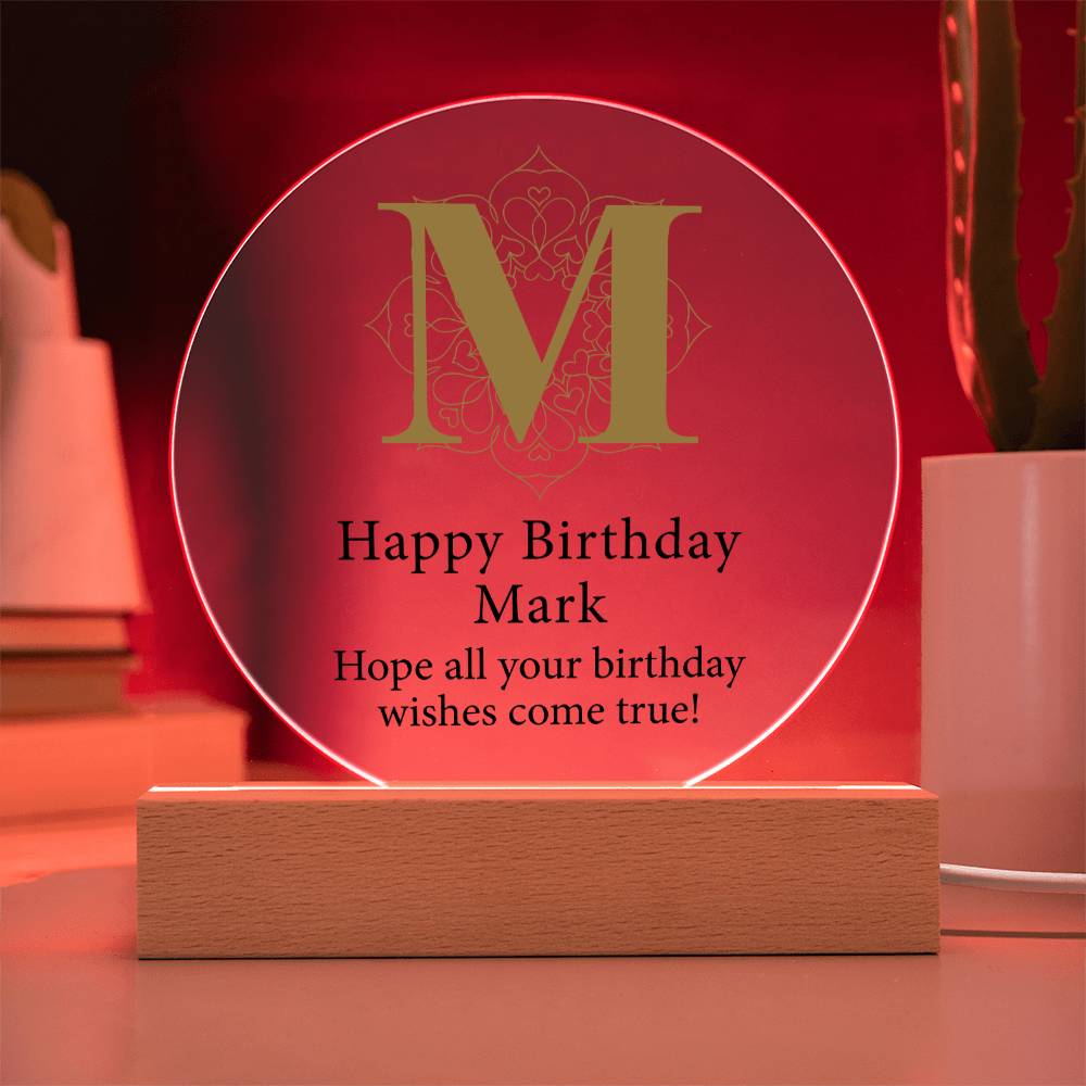 Happy Birthday Mark v01 - Circle Acrylic Plaque