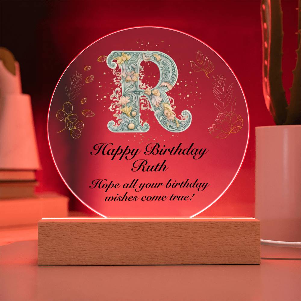 Happy Birthday Ruth v01 - Circle Acrylic Plaque