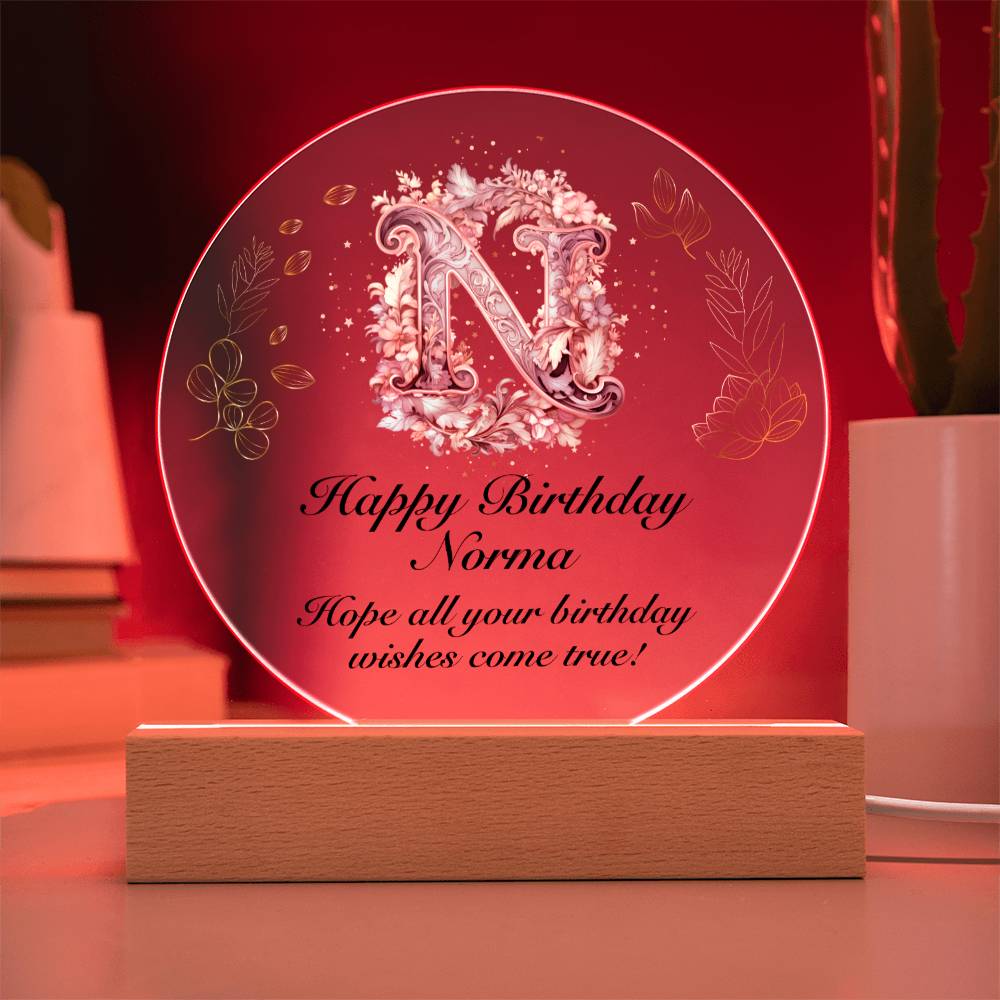 Happy Birthday Norma v01 - Circle Acrylic Plaque