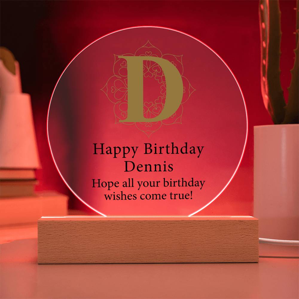 Happy Birthday Dennis v01 - Circle Acrylic Plaque