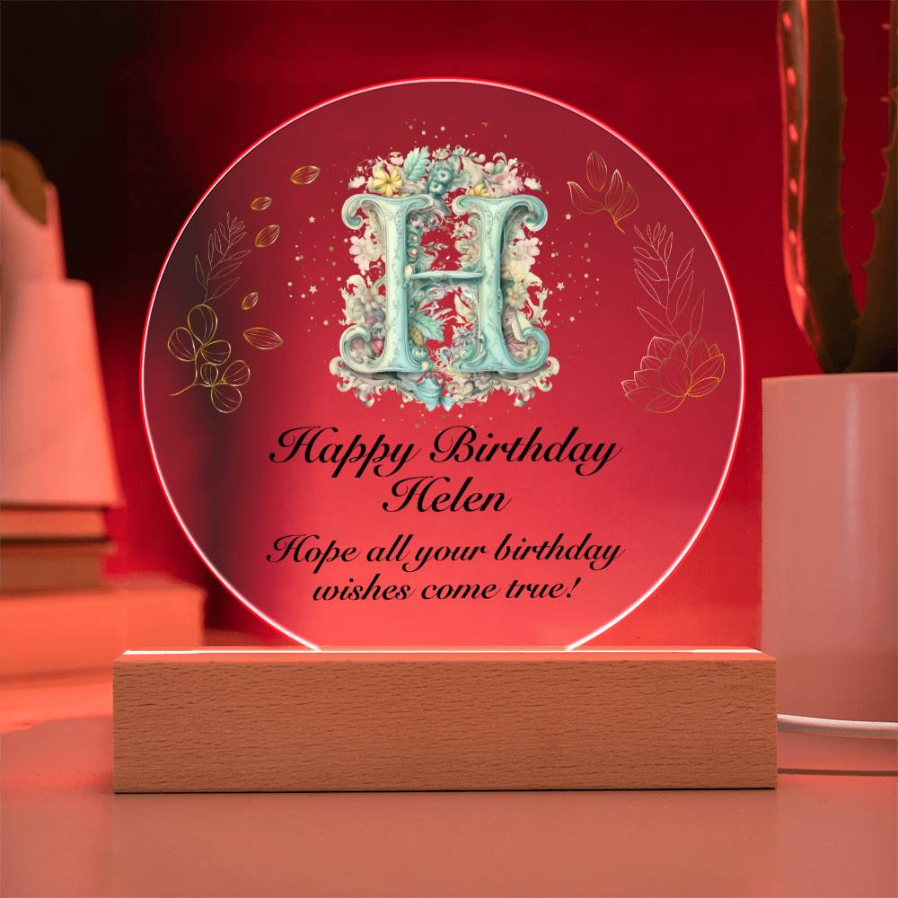 Happy Birthday Helen v01 - Circle Acrylic Plaque