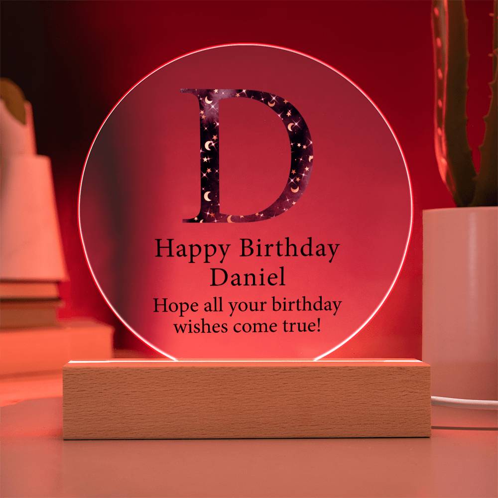 Happy Birthday Daniel v03 - Circle Acrylic Plaque