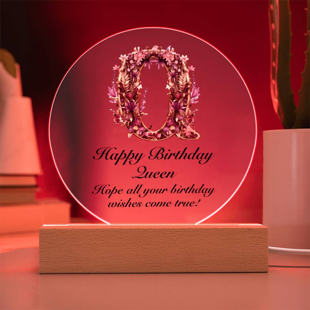 Happy Birthday Queen v02 - Circle Acrylic Plaque