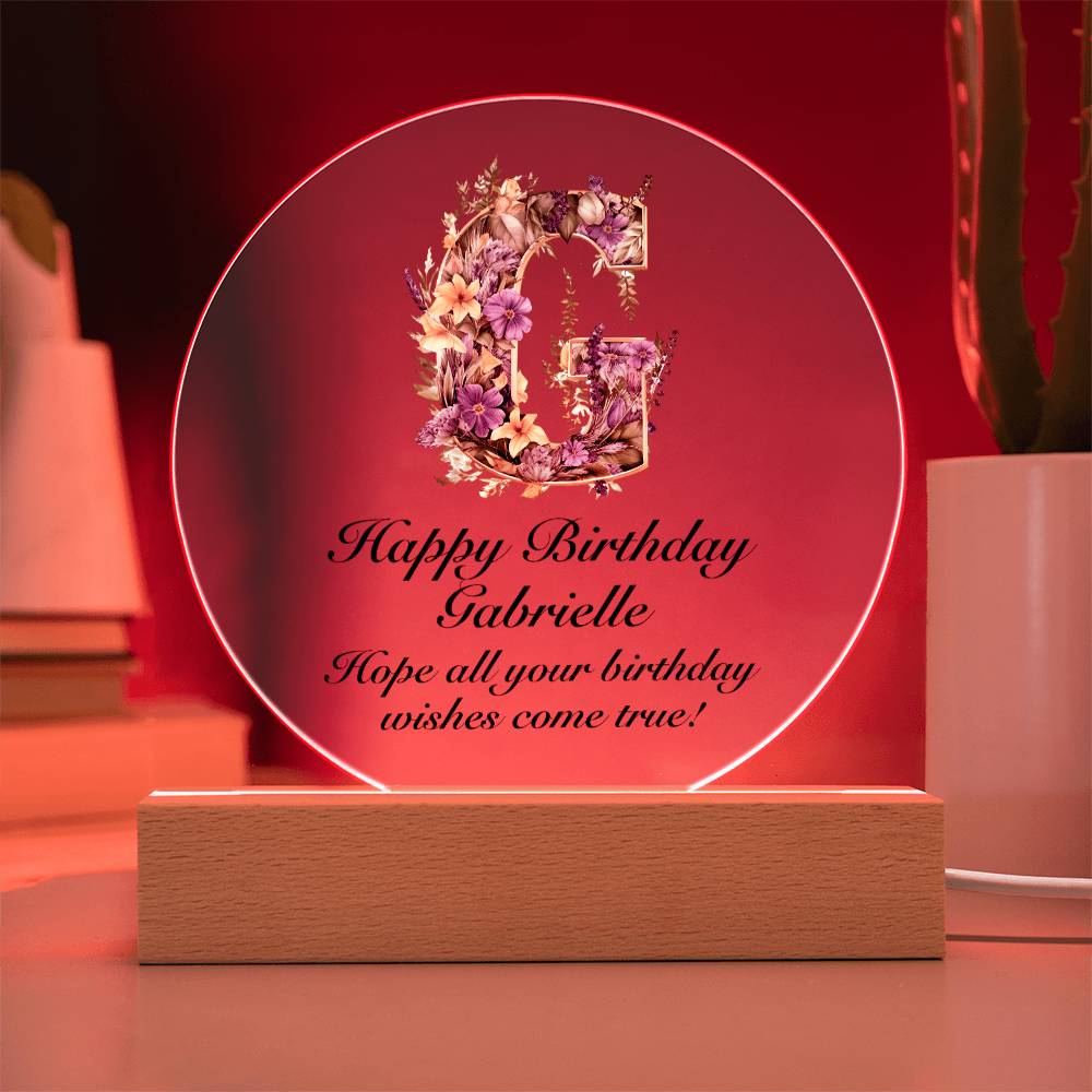 Happy Birthday Gabrielle v02 - Circle Acrylic Plaque