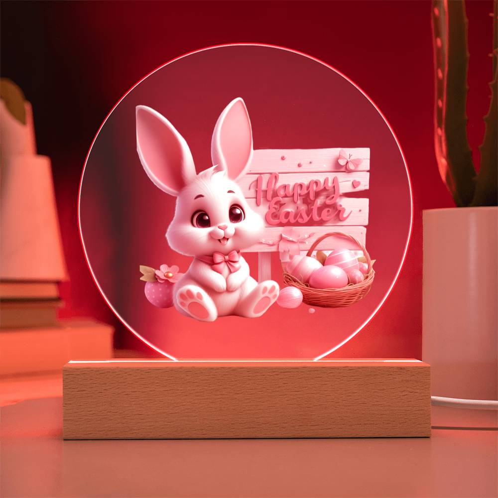 Happy Easter Bunny Sign 06 - Circle Acrylic Plaque
