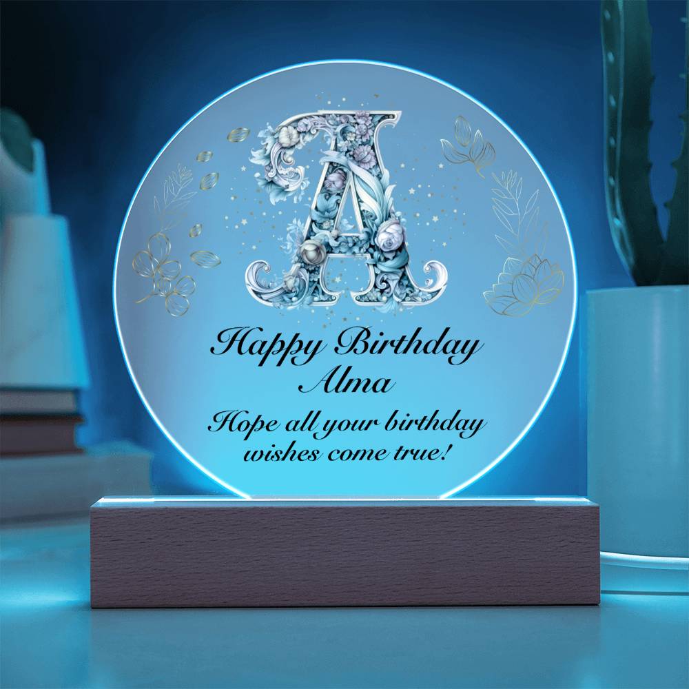 Happy Birthday Alma v01 - Circle Acrylic Plaque