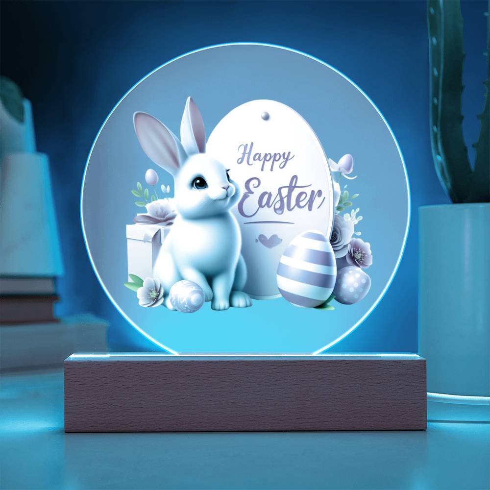 Happy Easter Bunny Sign 05 - Circle Acrylic Plaque