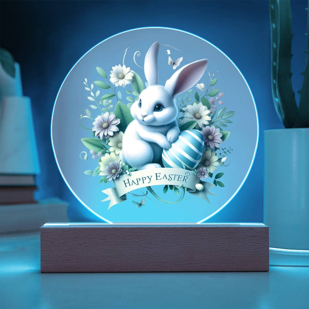 Happy Easter Bunny Sign 11 - Circle Acrylic Plaque