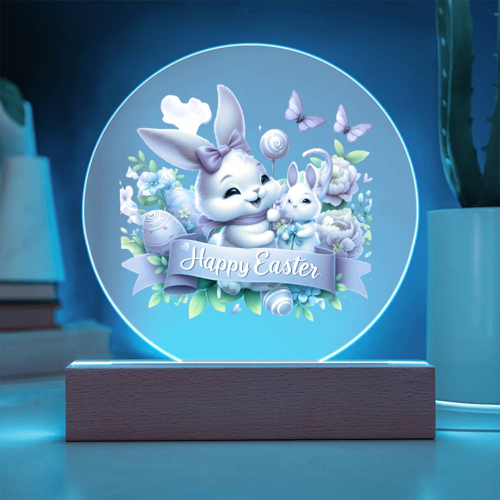 Happy Easter Bunny Sign 02 - Circle Acrylic Plaque