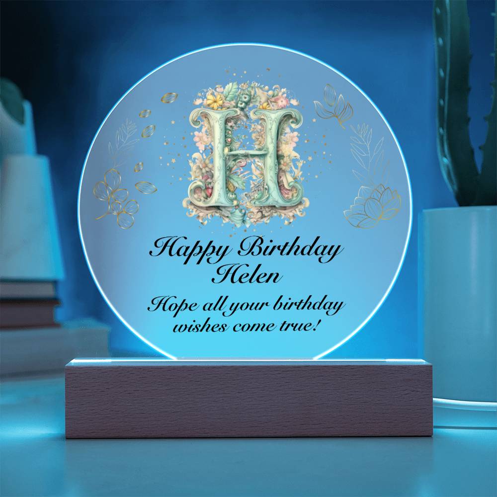 Happy Birthday Helen v01 - Circle Acrylic Plaque