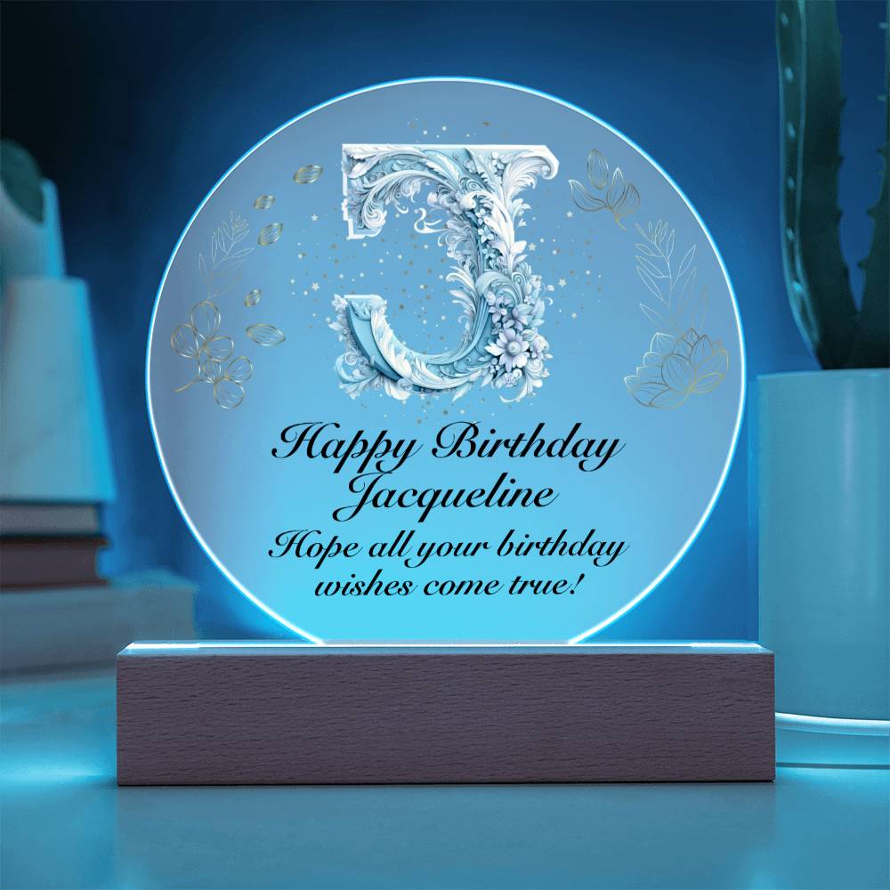 Happy Birthday Jacqueline v01 - Circle Acrylic Plaque