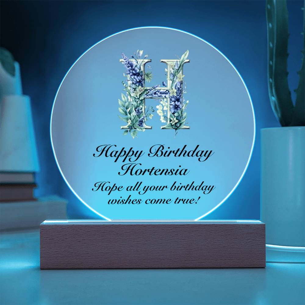 Happy Birthday Hortensia v02 - Circle Acrylic Plaque