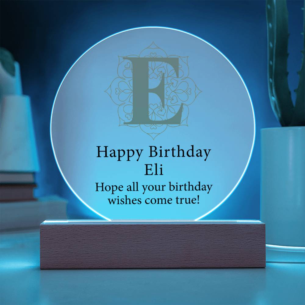 Happy Birthday Eli v01 - Circle Acrylic Plaque