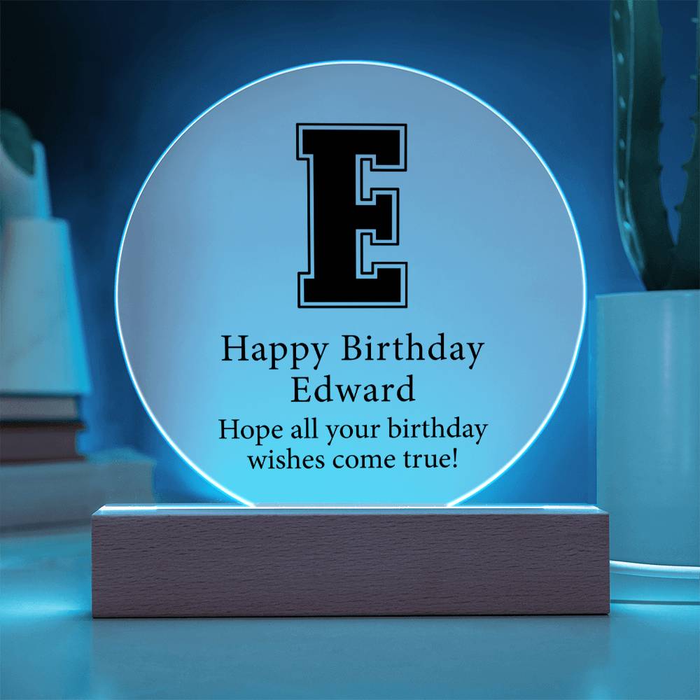 Happy Birthday Edward v02 - Circle Acrylic Plaque