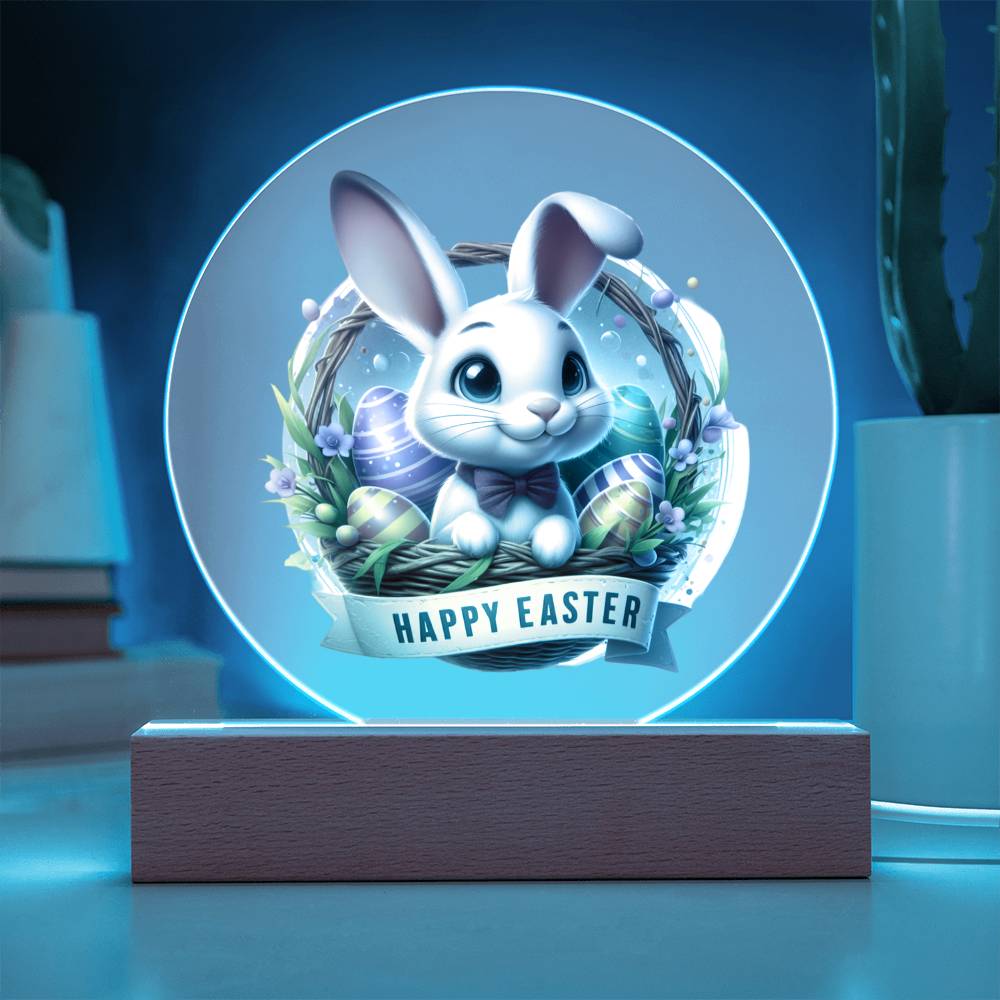 Happy Easter Bunny Sign 10 - Circle Acrylic Plaque