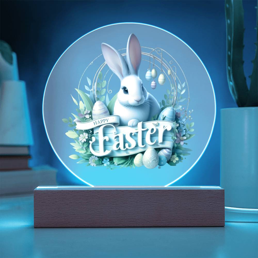 Happy Easter Bunny Sign 03 - Circle Acrylic Plaque