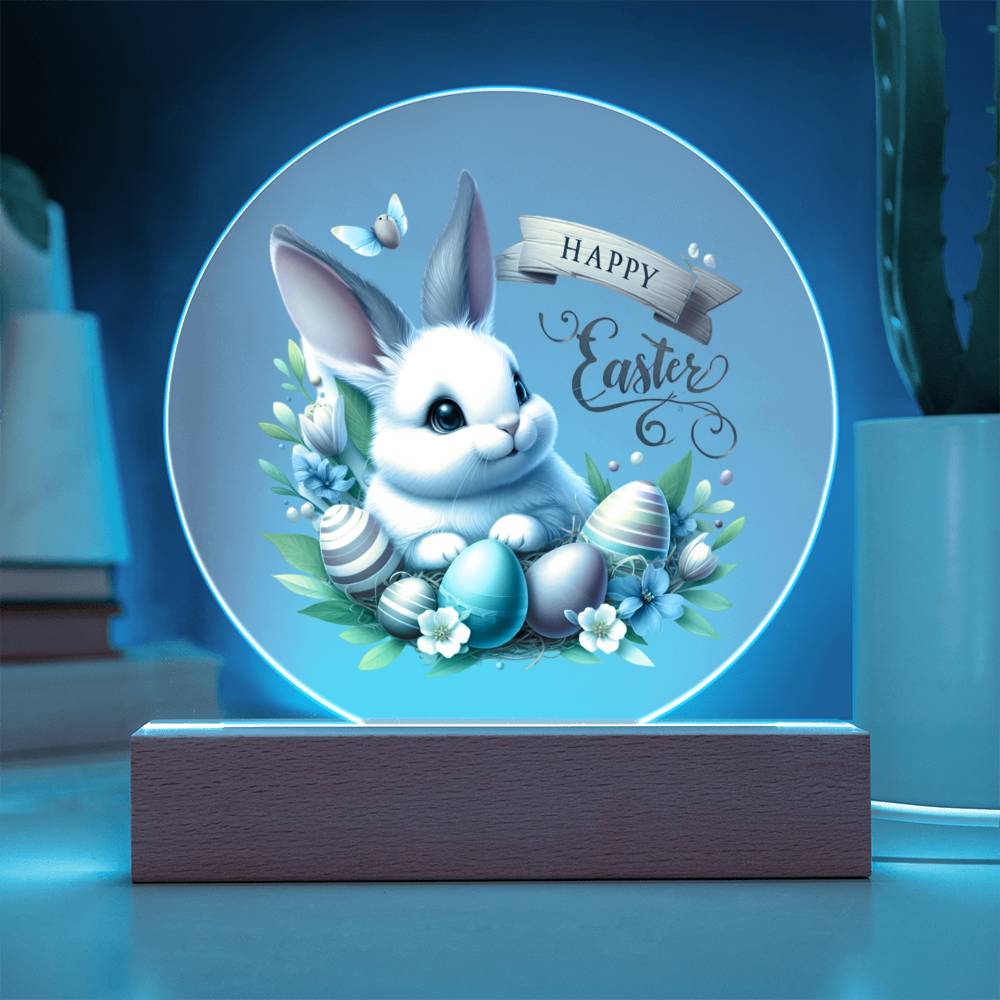 Happy Easter Bunny Sign 01 - Circle Acrylic Plaque