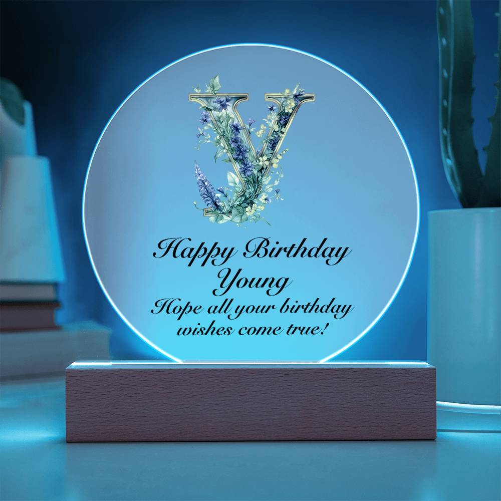 Happy Birthday Young v02 - Circle Acrylic Plaque