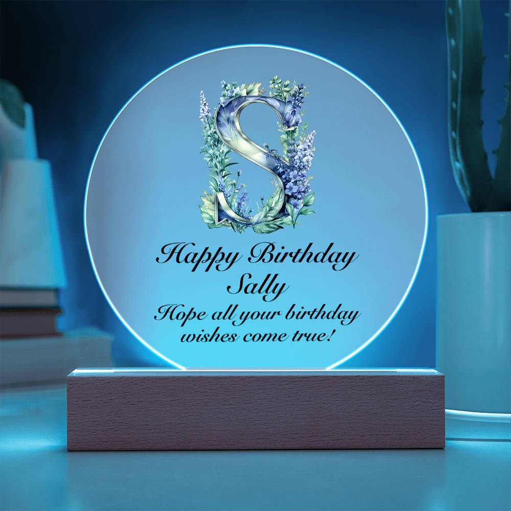 Happy Birthday Sally v02 - Circle Acrylic Plaque