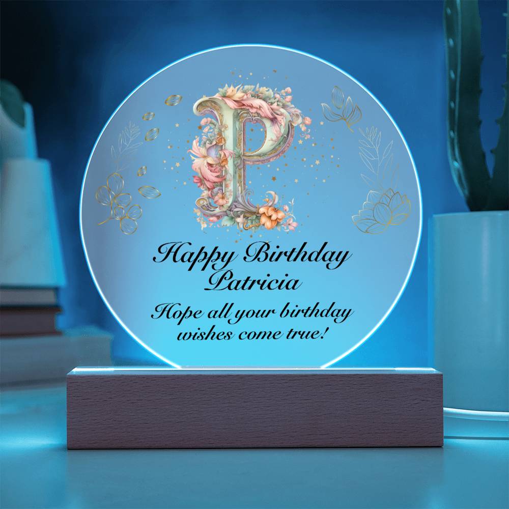 Happy Birthday Patricia v01 - Circle Acrylic Plaque
