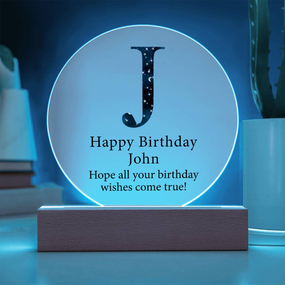Happy Birthday John v03 - Circle Acrylic Plaque