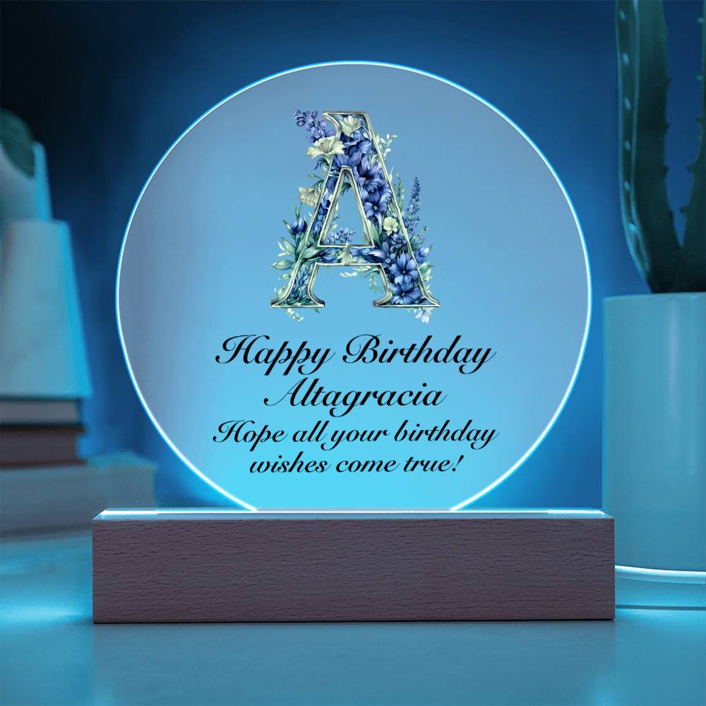 Happy Birthday Altagracia v02 - Circle Acrylic Plaque