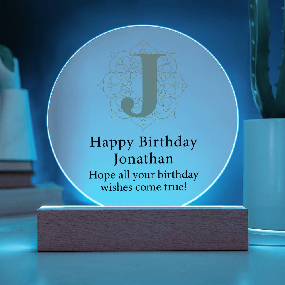 Happy Birthday Jonathan v01 - Circle Acrylic Plaque