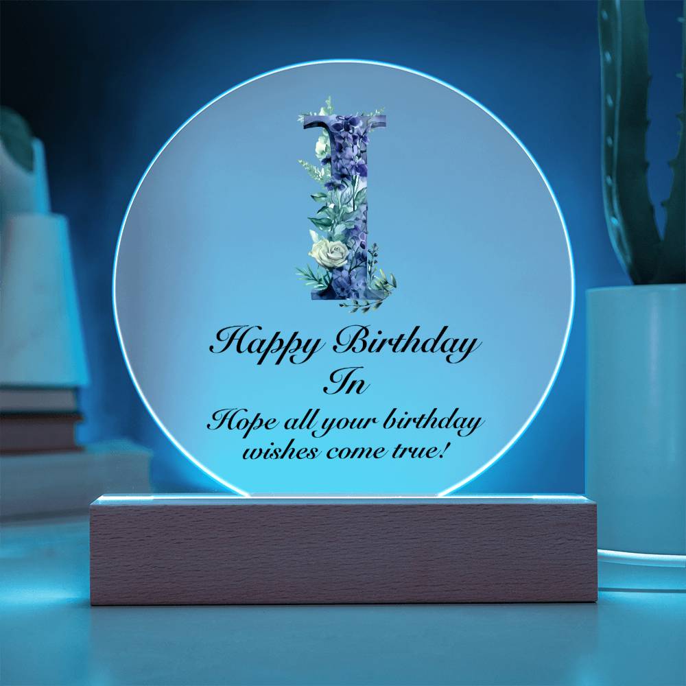 Happy Birthday In v02 - Circle Acrylic Plaque