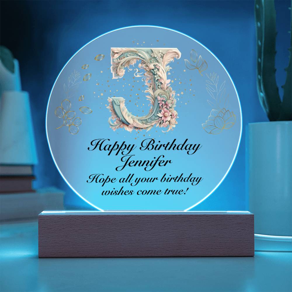 Happy Birthday Jennifer v01 - Circle Acrylic Plaque