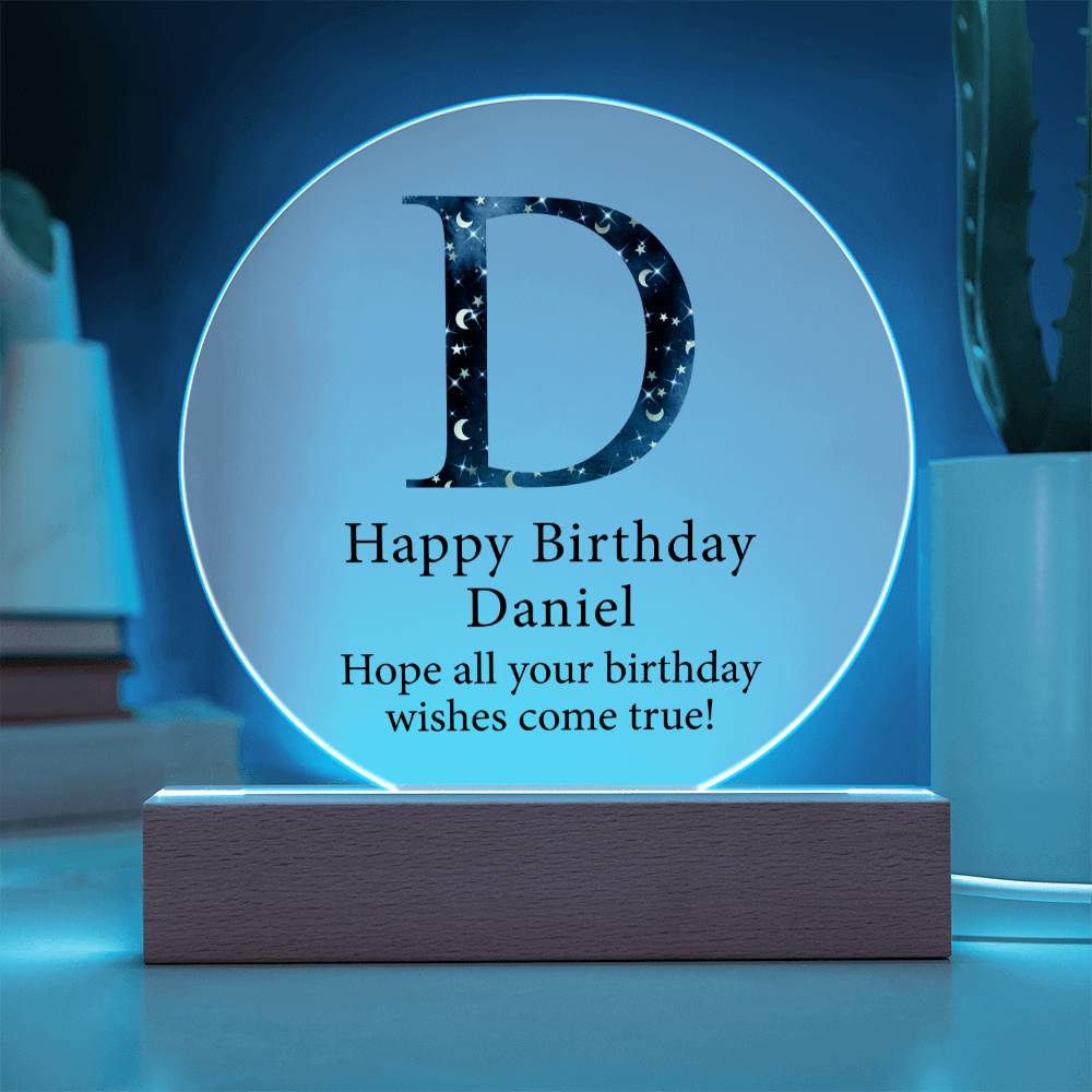 Happy Birthday Daniel v03 - Circle Acrylic Plaque