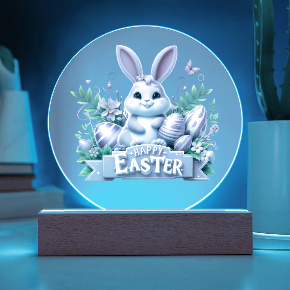 Happy Easter Bunny Sign 07 - Circle Acrylic Plaque