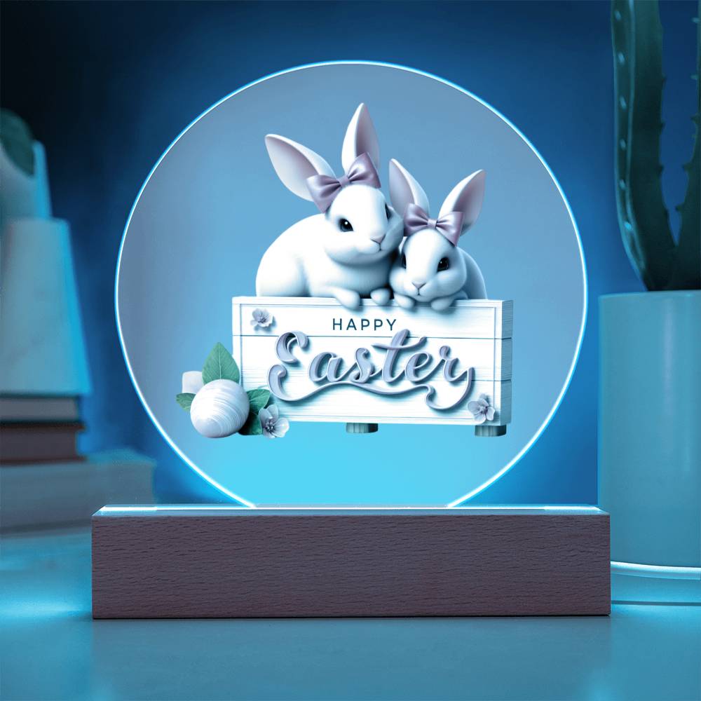 Happy Easter Bunny Sign 12 - Circle Acrylic Plaque
