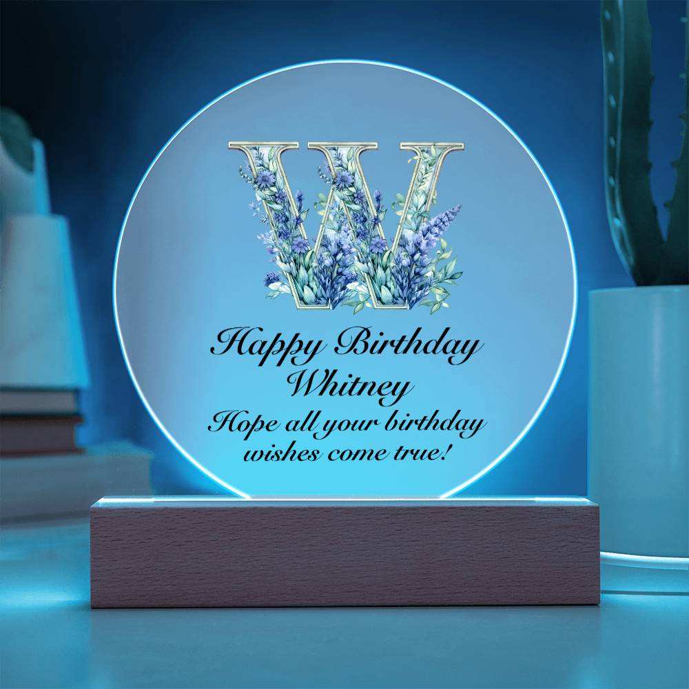 Happy Birthday Whitney v02 - Circle Acrylic Plaque