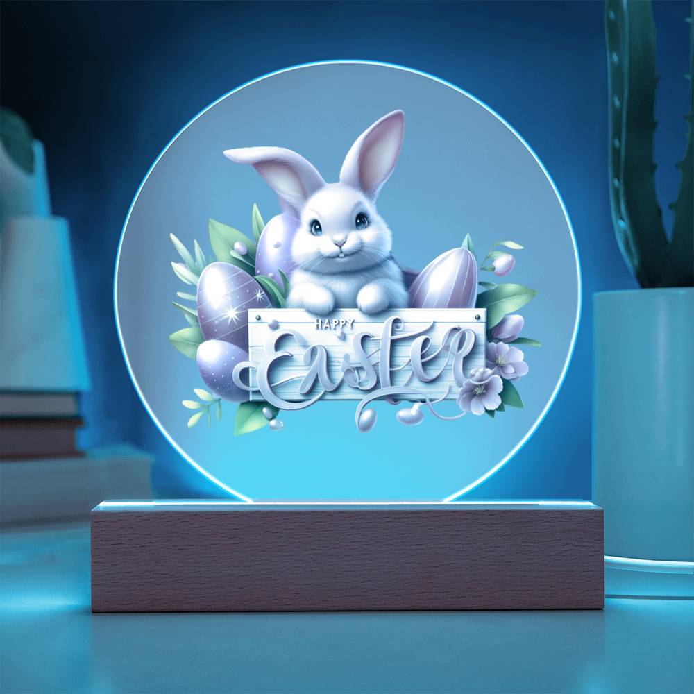 Happy Easter Bunny Sign 09 - Circle Acrylic Plaque