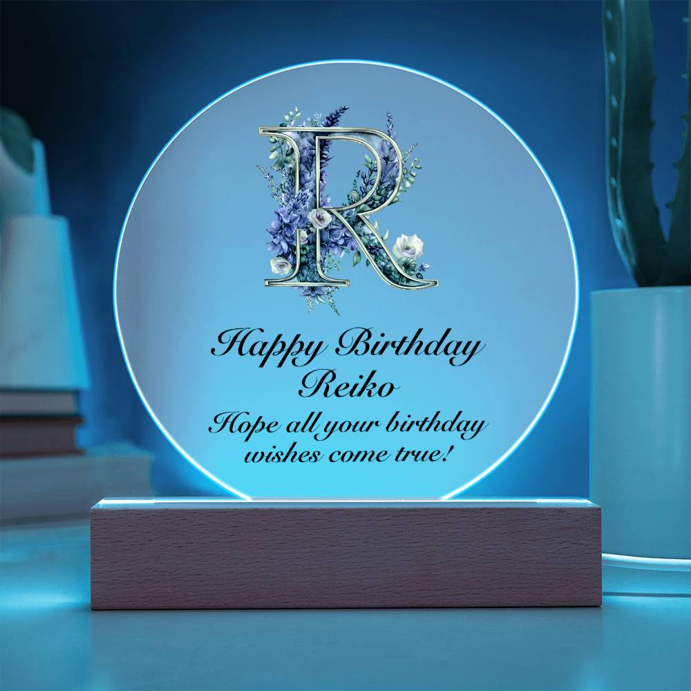 Happy Birthday Reiko v02 - Circle Acrylic Plaque