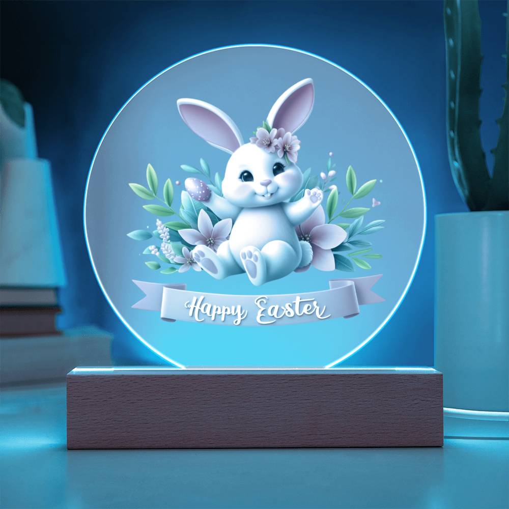 Happy Easter Bunny Sign 04 - Circle Acrylic Plaque
