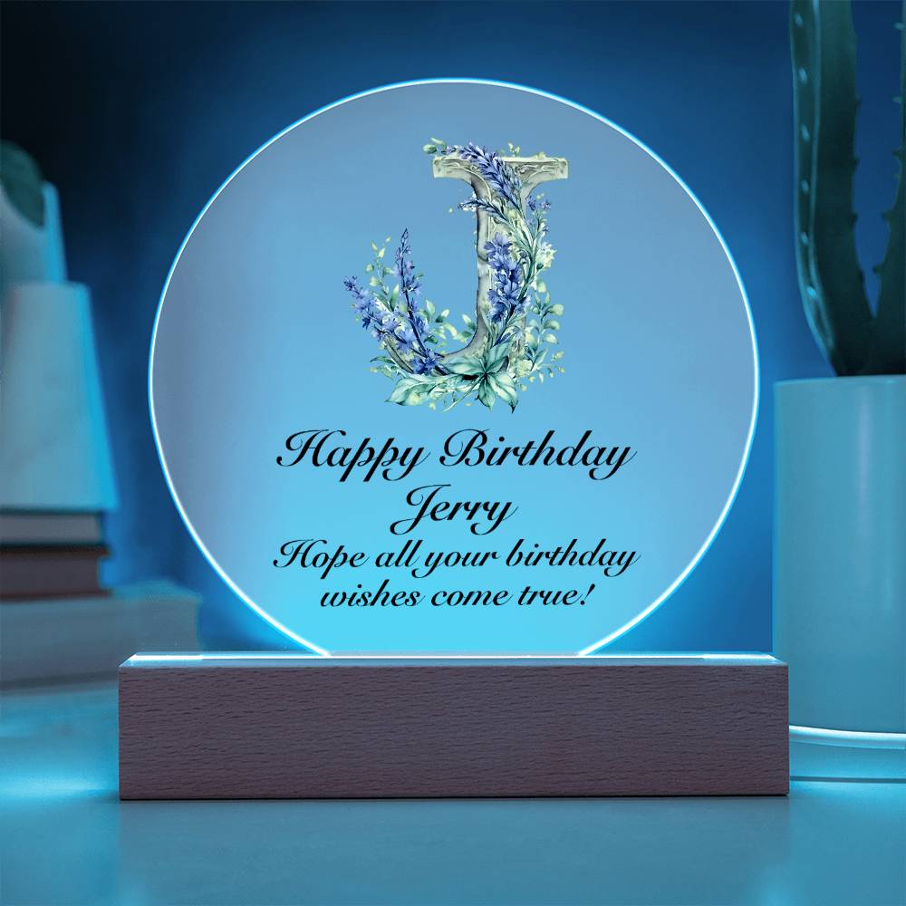 Happy Birthday Jerry v02 - Circle Acrylic Plaque